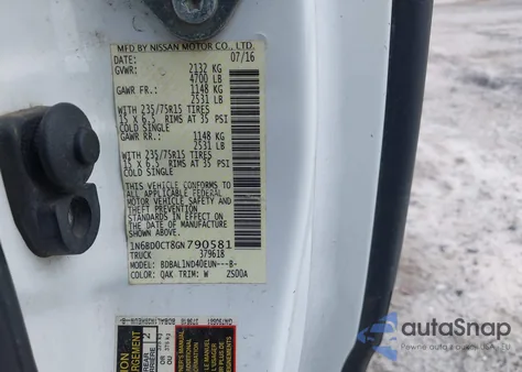 2016 Nissan Frontier S из США, поврежденный, VIN 1N6BD0CT8GN790581